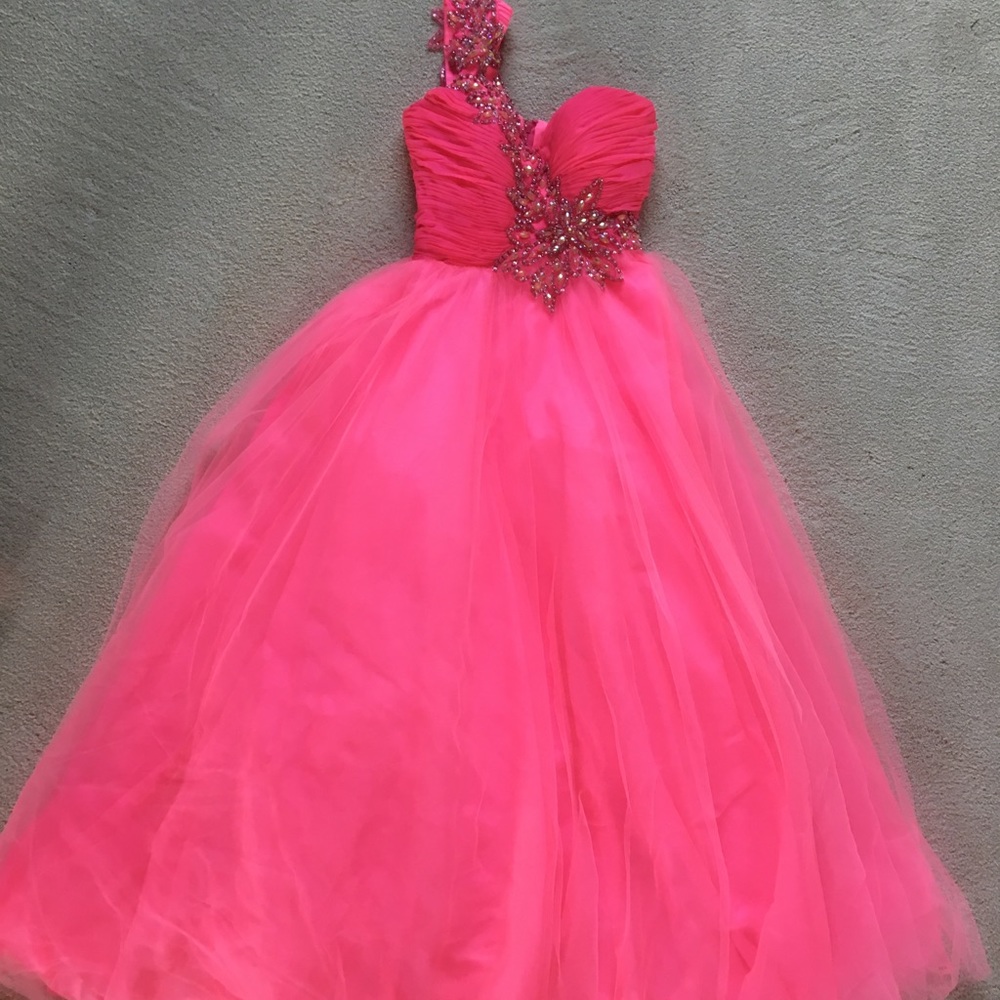 Bright pink pageant dress